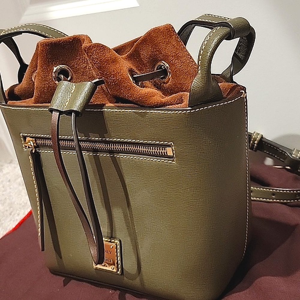 Dooney & Bourke Beacon Saffiano Suede Drawstring Bucket Bag